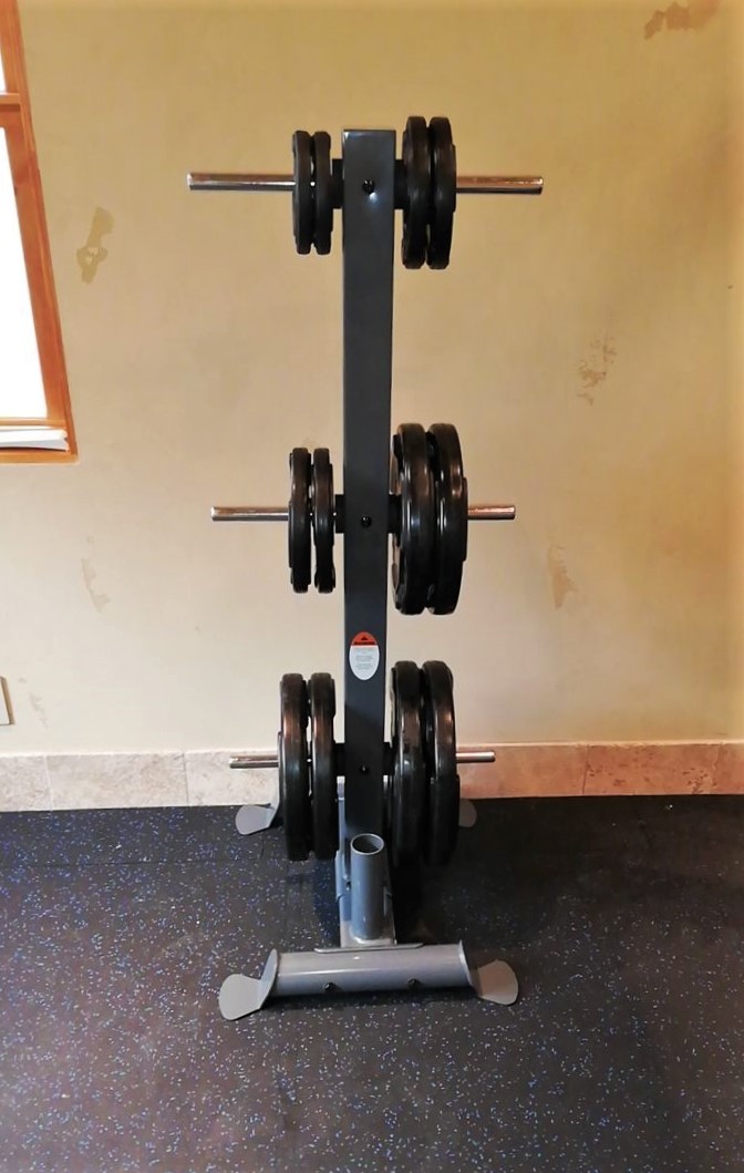 Transmotion Delivery Assembly Installation Relocation of a Precor Home Fitnes INSPIRE PTV2 Olympic Plate Tree in Moon Bay CA California Indiana Wisconsin Michigan Washington Gym Healthy Fitness Health Basement Muscle America