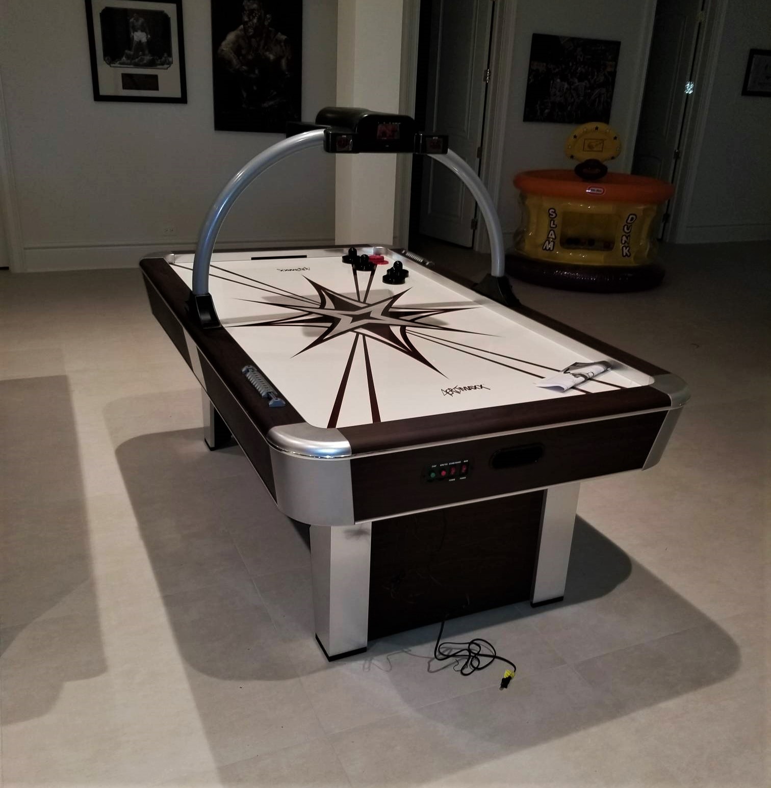 Transmotion Delivery Assembly Installation Relocation of a American Heritage Billiards Monarch Air Hockey Table in South Barrington IL Illinois Indiana Washington Wisconsin Fun Friends Family Basement Mancave Game Games Entertainment Play Player Hockey Stanley Cup